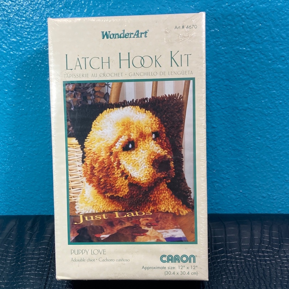 Vintage SEALED WonderArt Latch Hook Kit  #4670 Puppy Love by Caron Made in USA